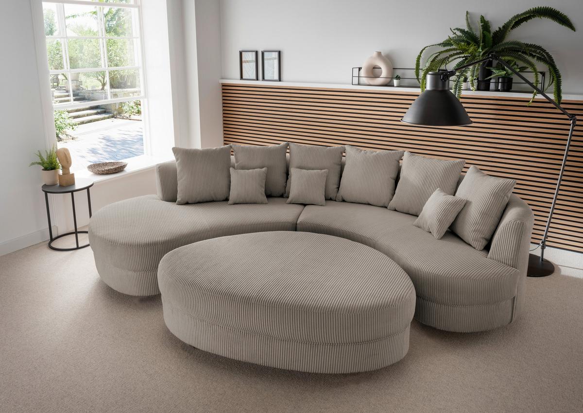 Wohnlandschaft Limoncello Graubraun S: 160/300 Cm - Graubraun/Schwarz, Design, Textil (160/300cm) - Livetastic