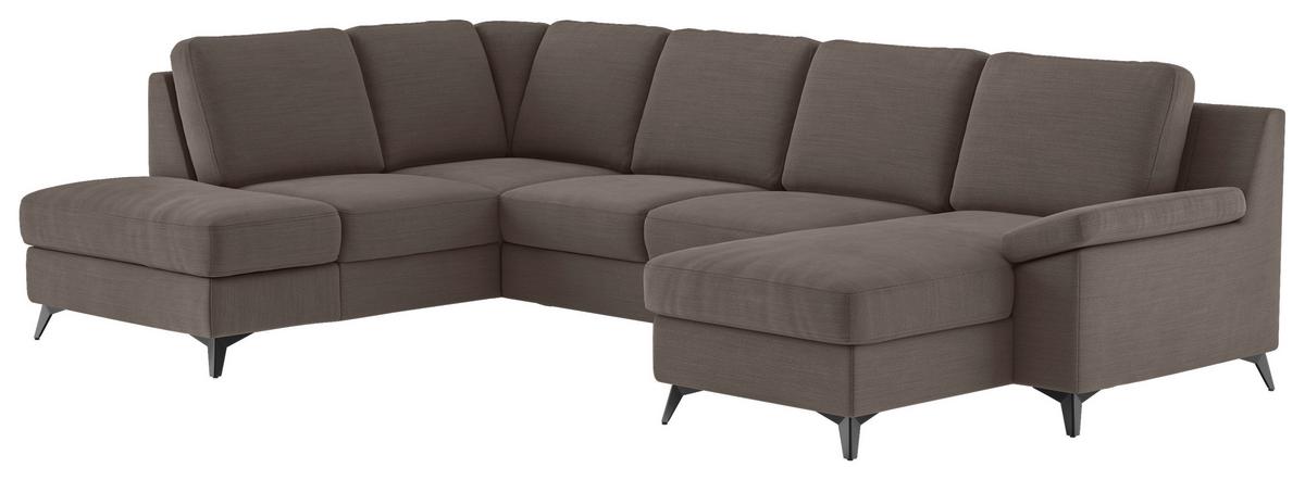 Wohnlandschaft Boom, Taupe 204x309x156 cm - Taupe/Schwarz, KONVENTIONELL, Textil (204/309/156cm) - Cotta