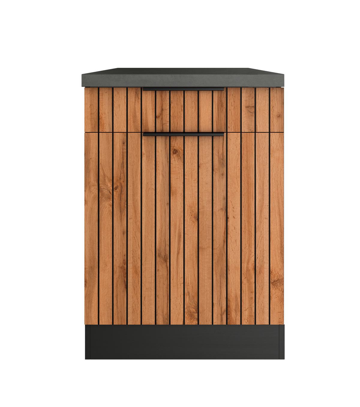 Küchenunterschrank Liverpool Graphit, Eiche Dekor B: 60 Cm - Schieferfarben/Eiche Wotan, Basics, Holzwerkstoff (60/86/60cm) - Held