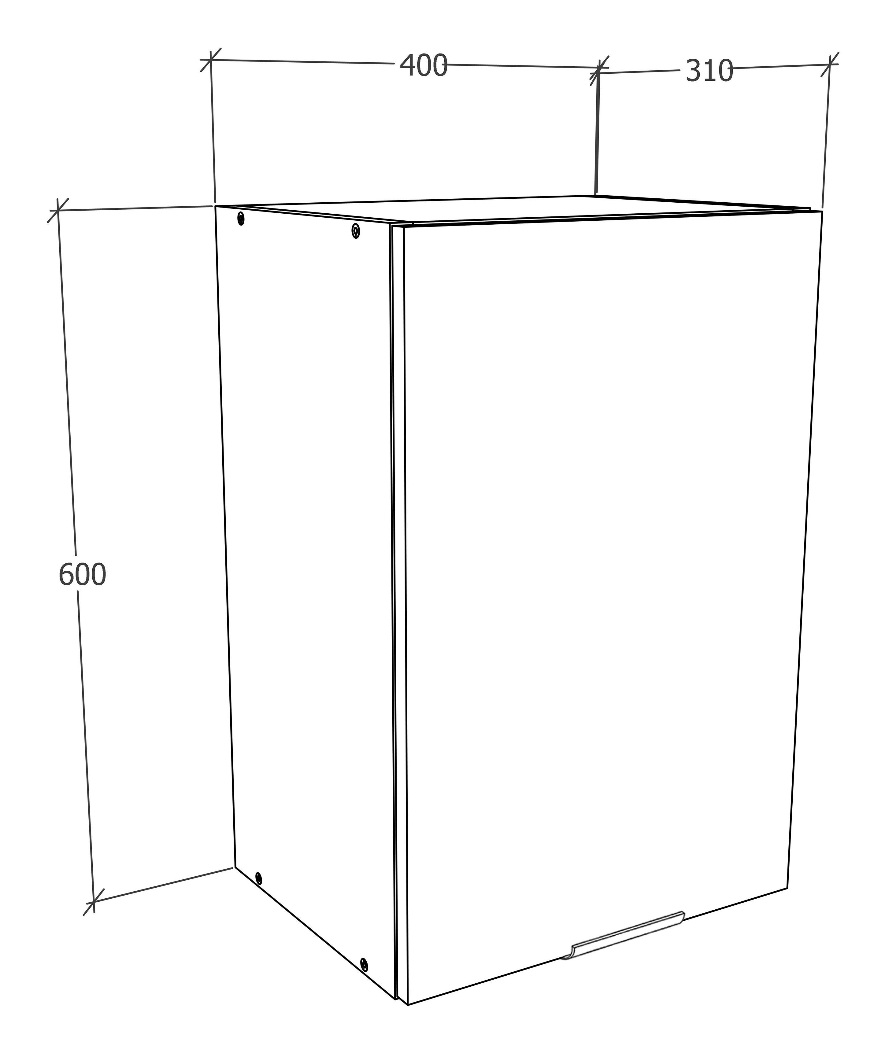 Küchenoberschrank Fasola Weiß/anthrazit B: 40 Cm - Anthrazit/Weiß, Trend, Holzwerkstoff/Kunststoff (40/60/31cm) - MID.YOU