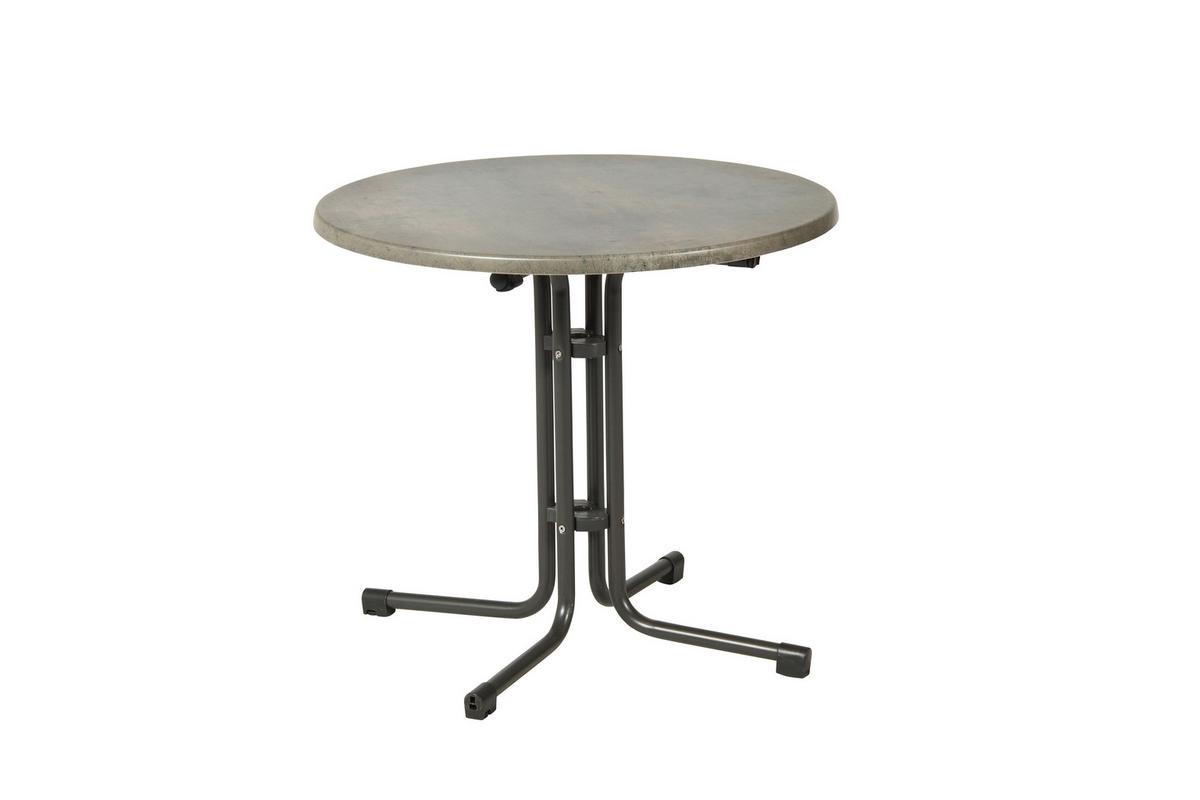 Gartentisch Klappbar Acamp Piazza Aluminium D: 80 cm - Anthrazit/Grau, Basics, Holzwerkstoff/Metall (80/72cm) - Gardenson