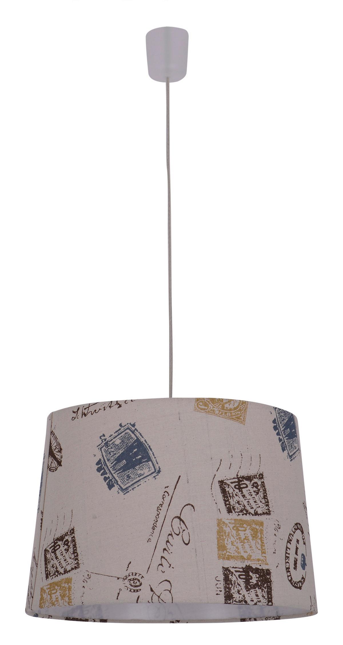 Hängeleuchte Print H: 136 Cm 1-Flammig, Runder Leinenschirm - Braun, Trend, Kunststoff/Textil (35/136cm) - Näve