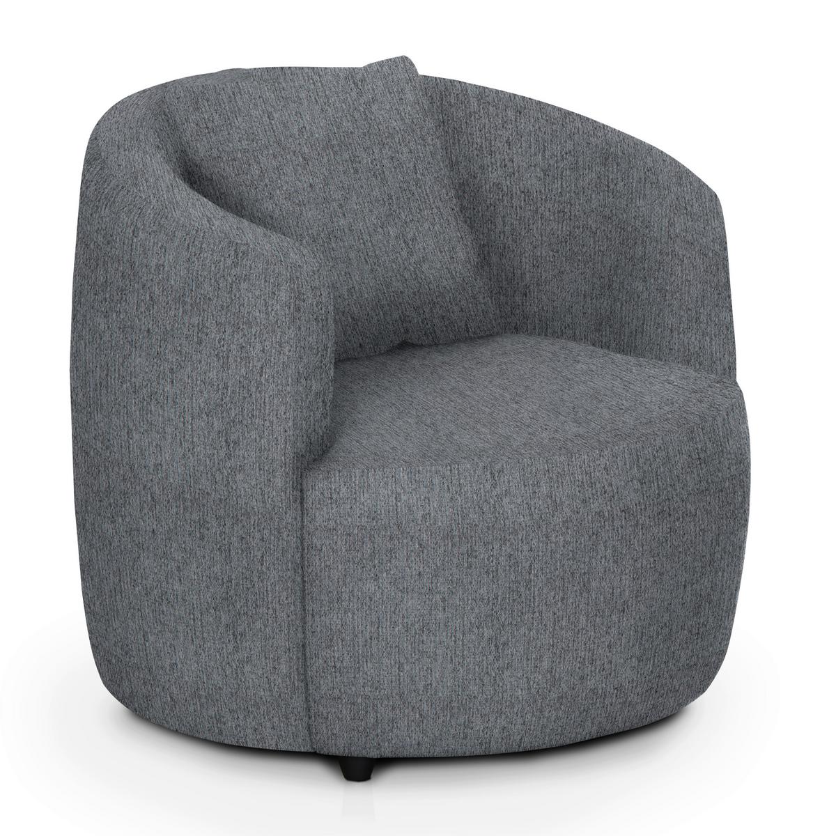 Polstersessel Pina Hellgrau Chenille - Hellgrau/Schwarz, Design, Textil (81/74/81cm) - Livetastic