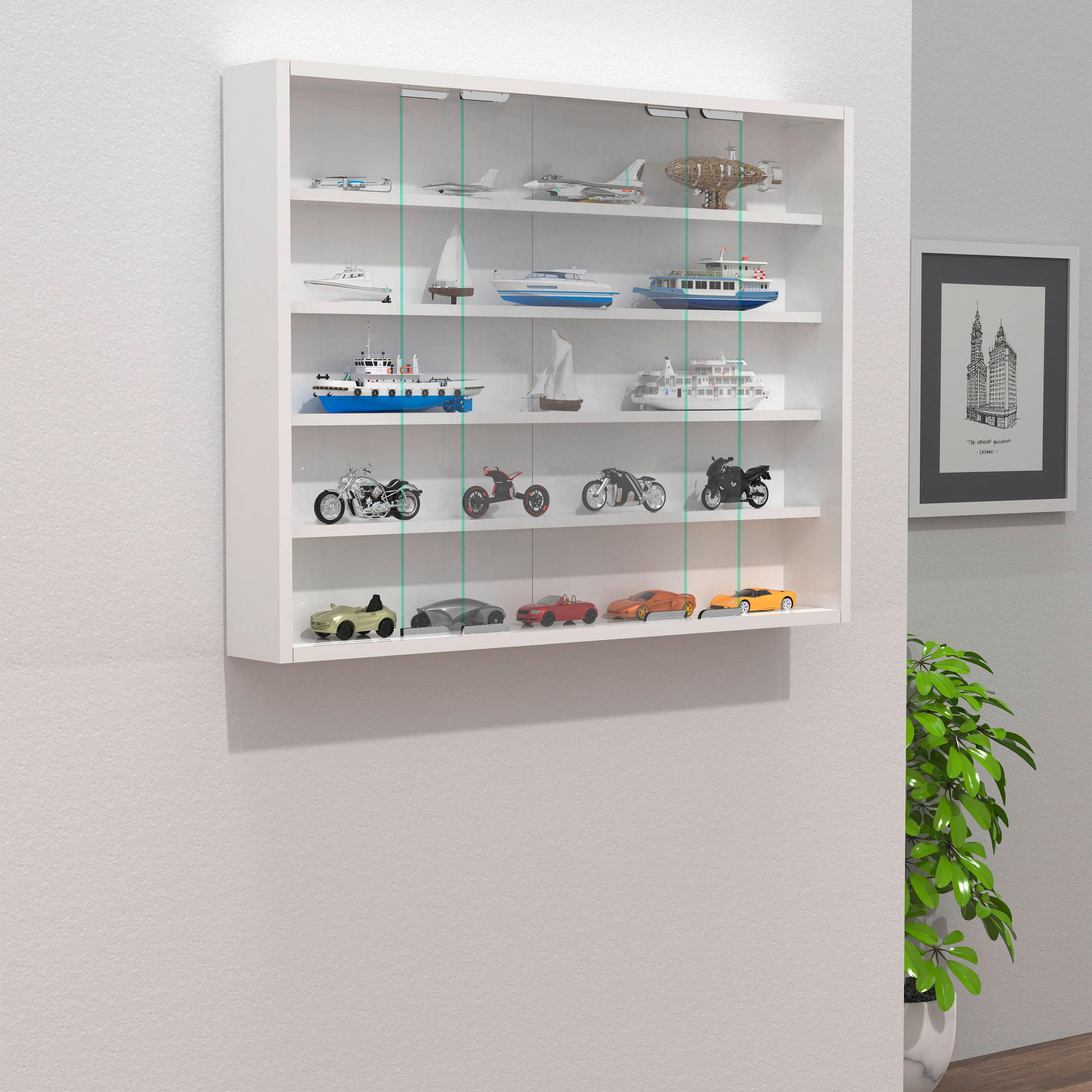 Hängevitrine Agisa L B: 77 cm Weiß - Weiß, MODERN, Glas/Holzwerkstoff (77/60/10cm) - MID.YOU