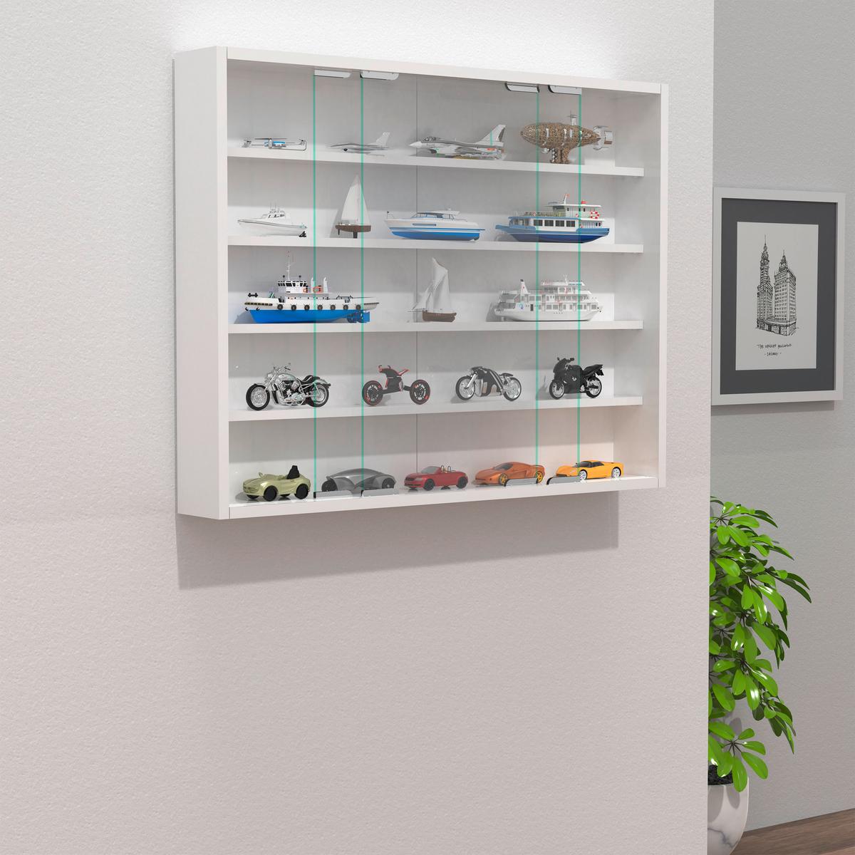 Hängevitrine Agisa L B: 77 Cm Weiß - Weiß, MODERN, Glas/Holzwerkstoff (77/60/10cm) - MID.YOU