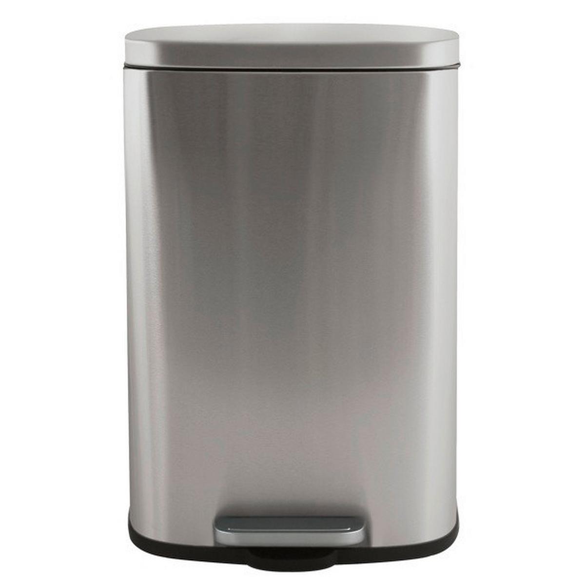 Treteimer Akira 30l Silberfarben Metall LxBxH: 34,3x23,5x62,9 cm - Silberfarben/Schwarz, Basics, Kunststoff/Metall (34,3/23,5/62,9cm) - Spirella