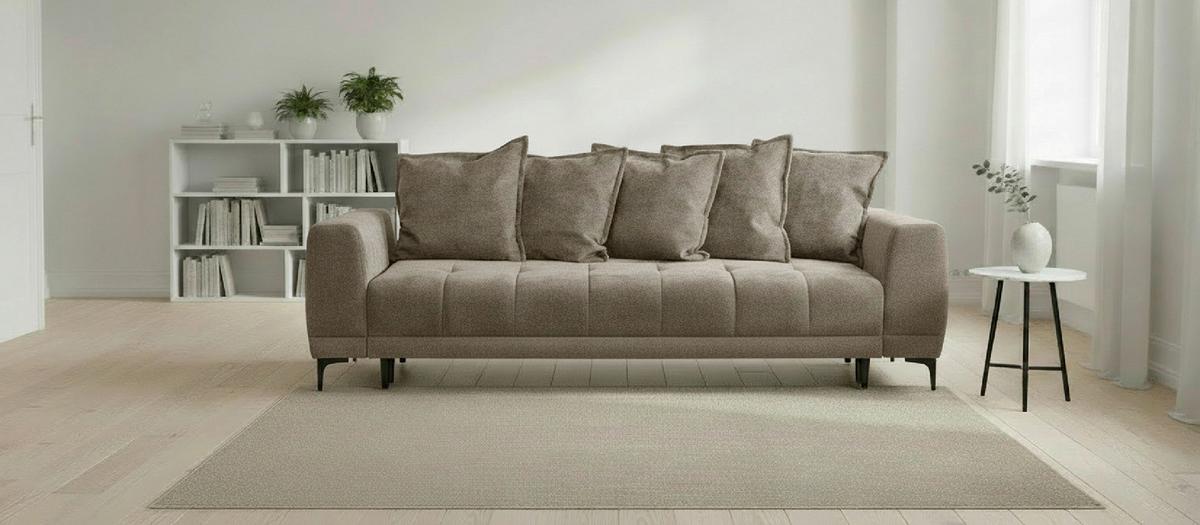 Schlafsofa Weronika Schlammfar. Anthrazit B: 247cm - Schlammfarben/Schwarz, Design, Holz/Holzwerkstoff (247/94/90cm) - MID.YOU