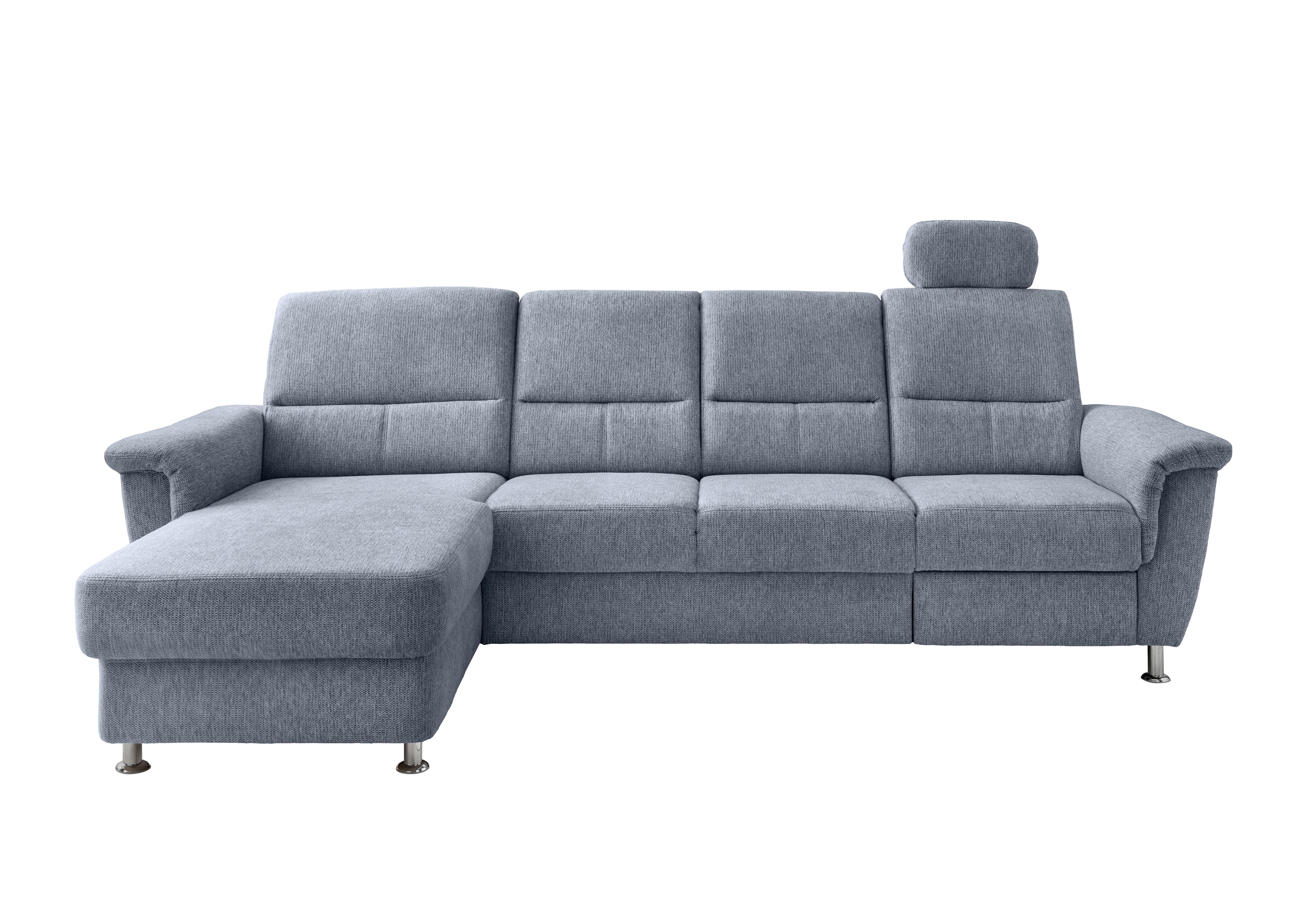 Ecksofa Mit Relaxfunktion Parole Hellblau Chenille - Chromfarben/Hellblau, KONVENTIONELL, Textil (165/292cm) - Livetastic