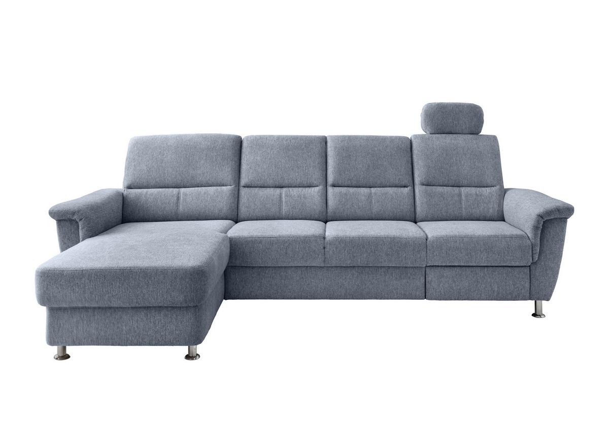 Ecksofa mit Relaxfunktion Parole Hellblau Chenille - Chromfarben/Hellblau, KONVENTIONELL, Textil (165/292cm) - Livetastic