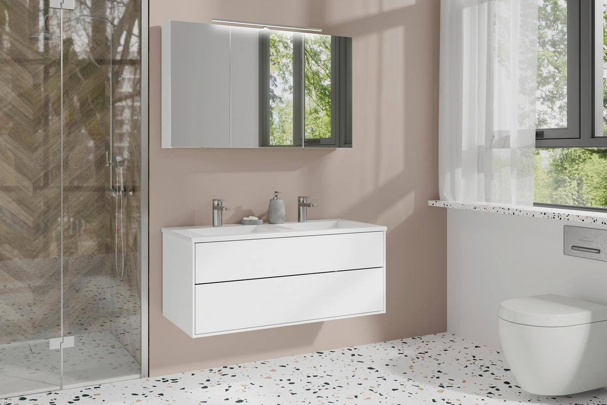 Spiegelschrank Spree Weiß B: 100 Cm - Weiß, MODERN, Glas/Holzwerkstoff (100/60/20cm) - MID.YOU