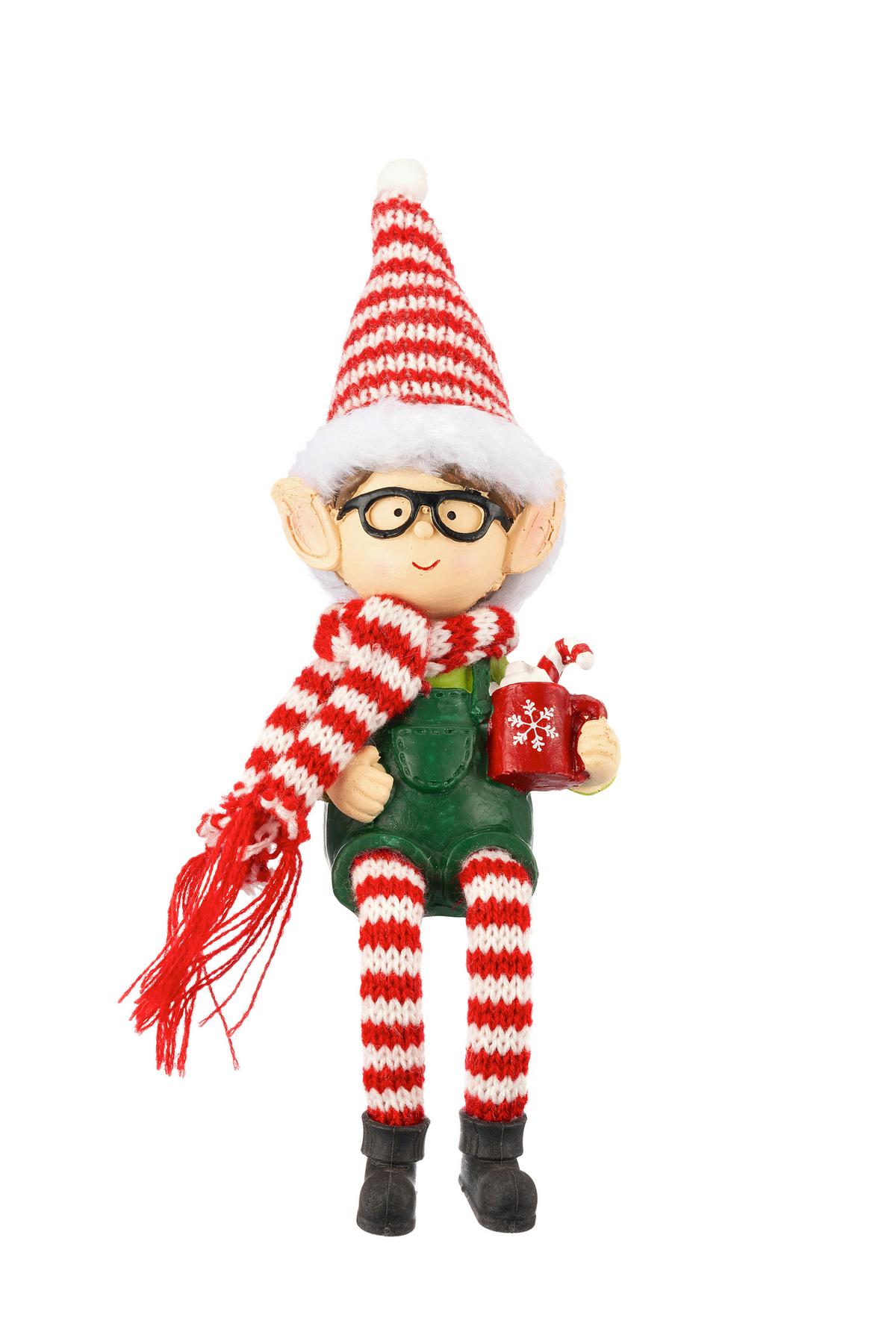 Dekoelfe Anion - Rot/Schwarz, KONVENTIONELL, Kunststoff/Textil (6,5/4,5/26cm) - Luca Bessoni