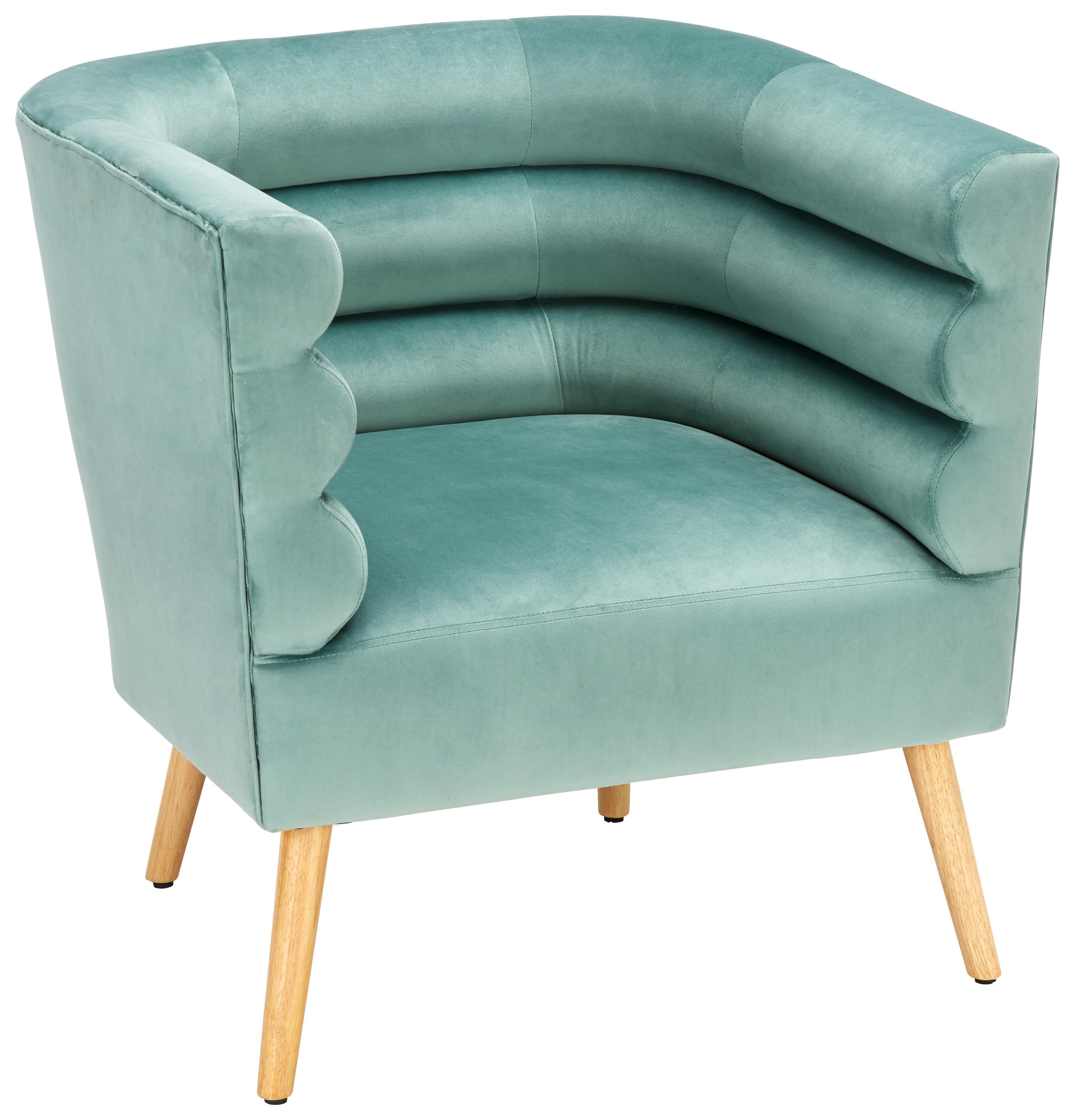 Kreslo Olivia - prírodné farby/zelená, Moderný, drevo/textil (74/76/71cm) - Modern Living