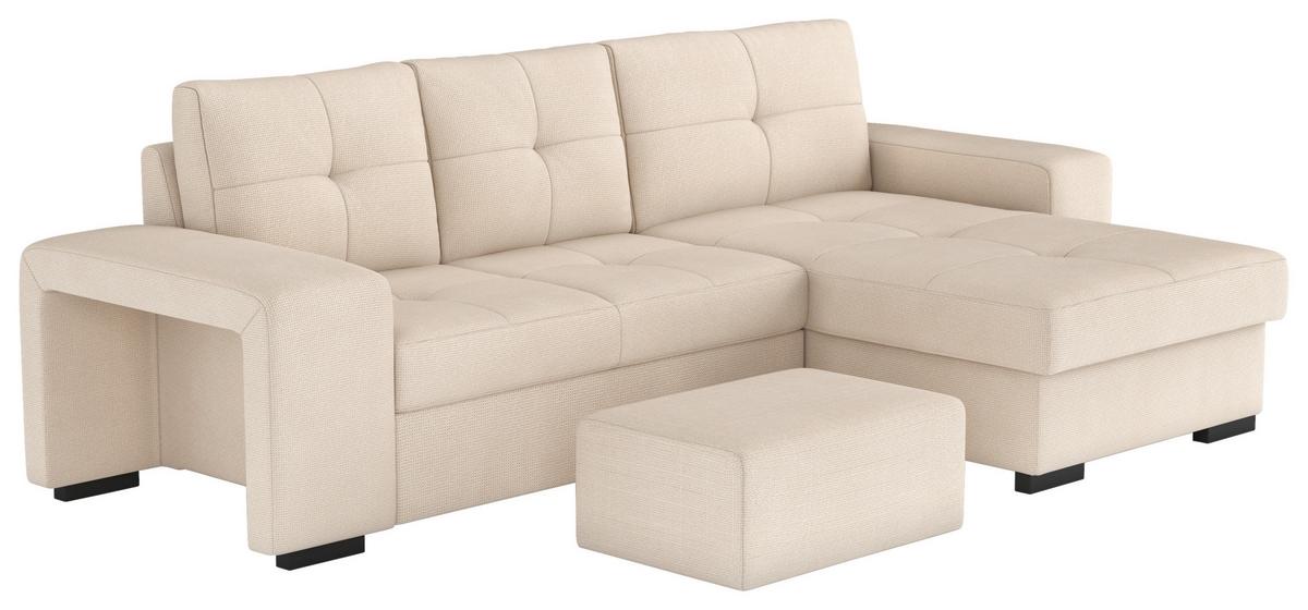 Eckschlafsofa Mattina Naturfarben S: 268x156 Cm - Schwarz/Naturfarben, MODERN, Textil (268/156cm) - MID.YOU