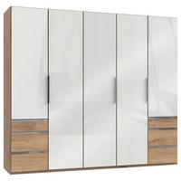 Šatníková skriňa LEVEL 36 D - biela s vysokým leskom/farba duba, Modern, kompozitné drevo (250/216/58cm) - MID.YOU