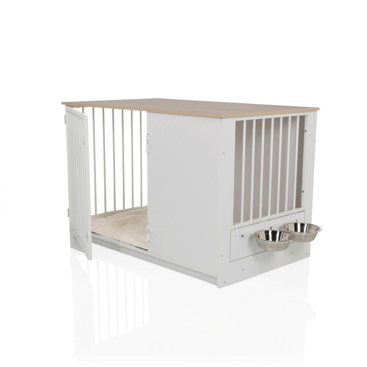 Tierhaus Pawhome Weiß/Eichefarben B: 60cm - Eichefarben/Weiß, MODERN, Holzwerkstoff (60/65,5/102cm) - MID.YOU