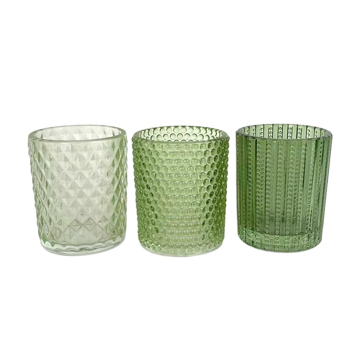 TEELICHTGLAS Selina - Dunkelgrün/Hellgrün, KONVENTIONELL, Glas (5,4/6,4cm) - Luca Bessoni