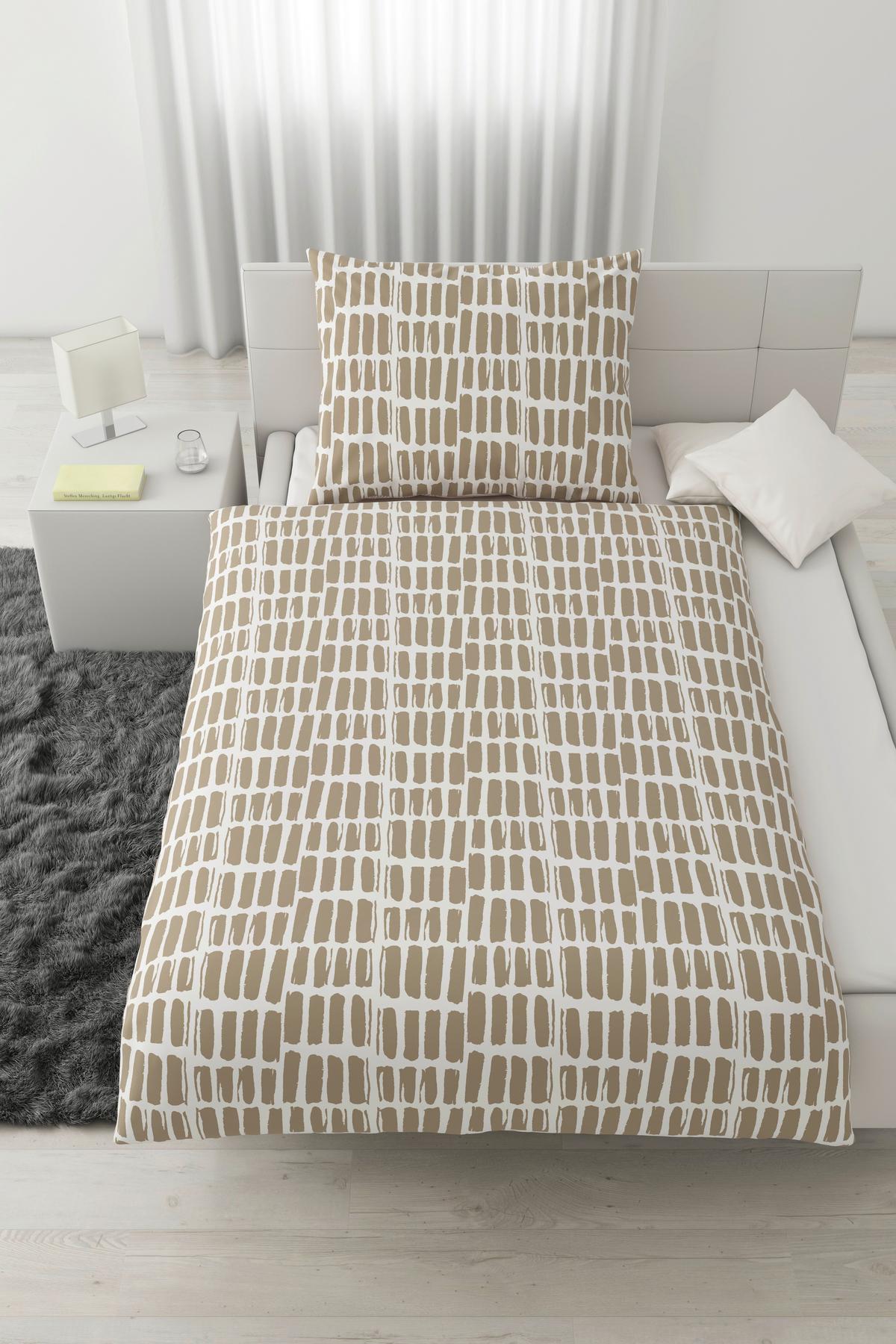 Posteľná bielizeň Adam, 70/90 140/200cm - biela/béžová, Modern, textil (140/200cm) - Mömax