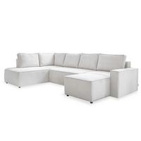 Rohová sedačka OLIVER, béžová, manšestr, levá - černá/béžová, Design, textil/plast (194/322/156cm) - MID.YOU