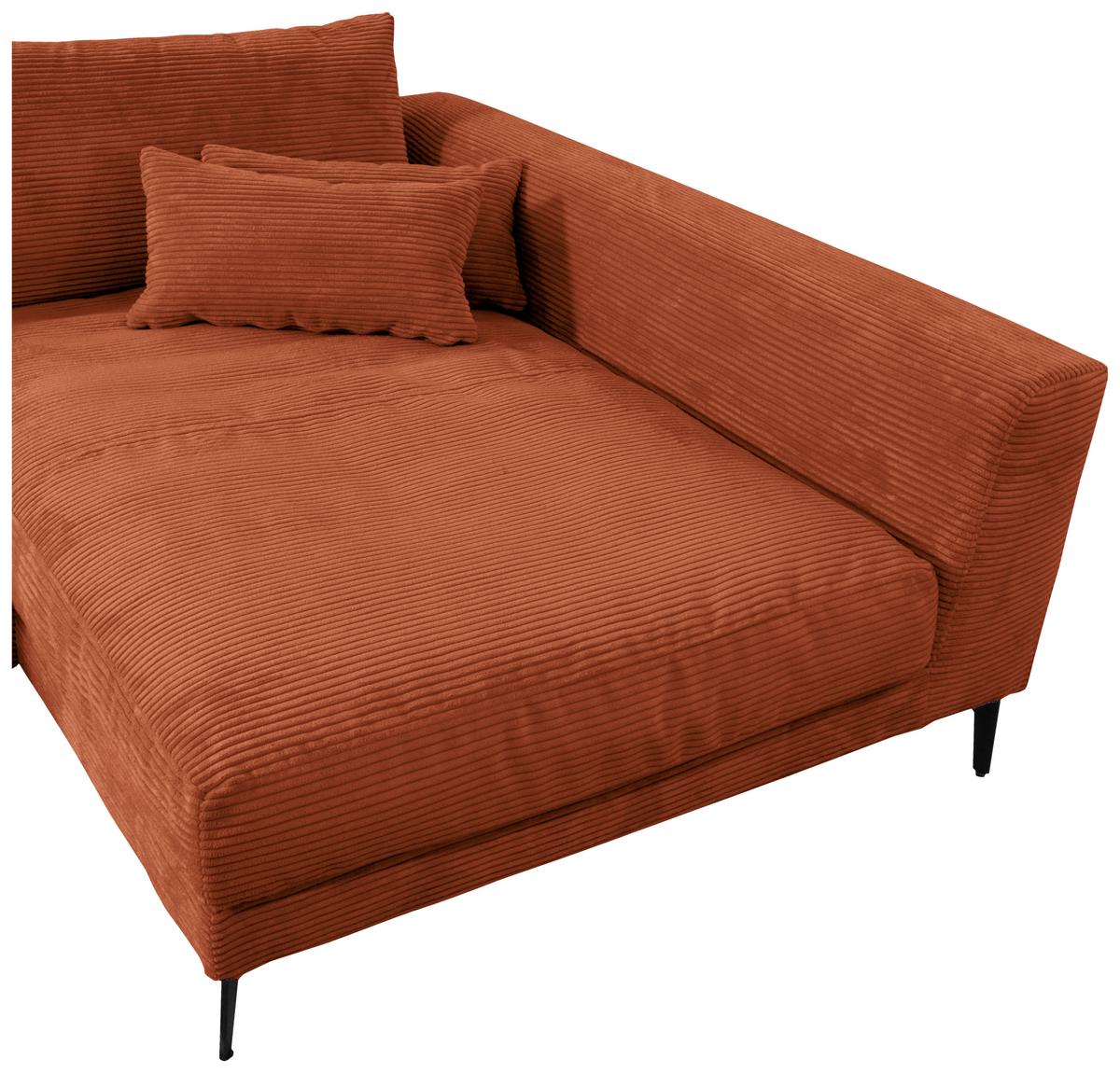 Ecksofa Berlin Cord Kupferfarben 313x172 cm - Schwarz/Kupferfarben, Design, Textil (313/172cm) - Livetastic
