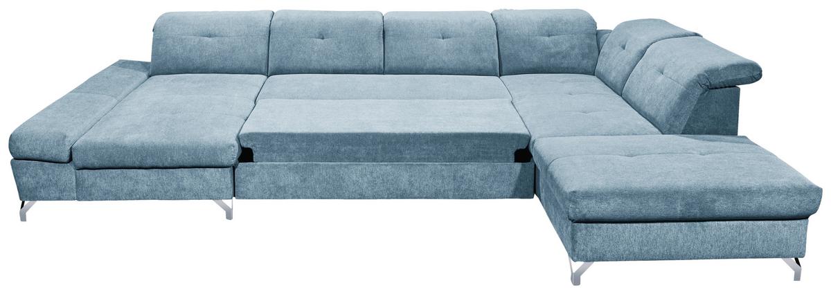 Ecksofa Melfi Blau U: 168 Cm - Blau/Silberfarben, MODERN, Textil (168/350/245cm) - MID.YOU