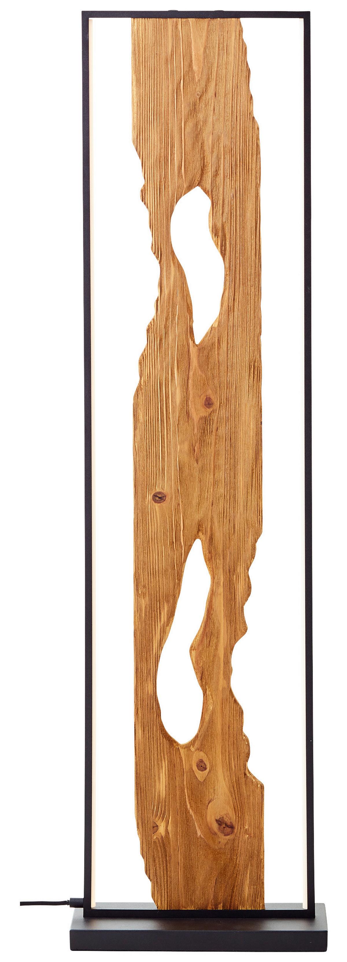 Stehleuchte Holz Chaumont Braun/Schwarz mit Fußschalter - Schwarz/Braun, Design, Holz/Metall (33/18/120cm) - Brilliant