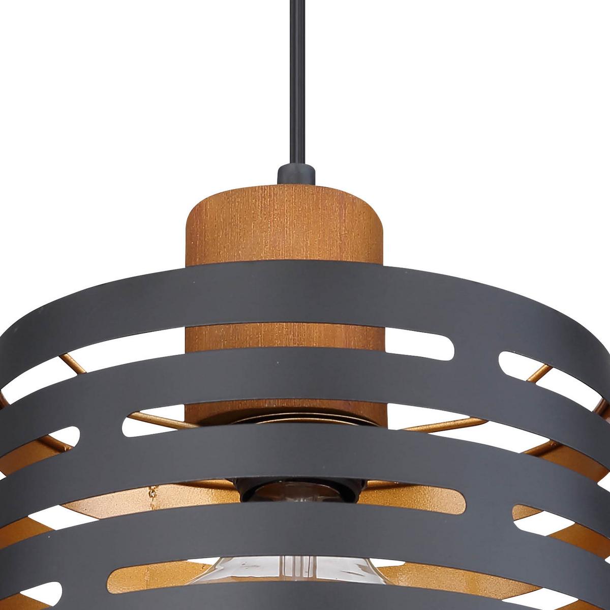 Hängeleuchte Ablona H: 120 cm 1-Flammig, Schwarz/Gold - Goldfarben/Schwarz, Natur, Holz/Metall (25/120cm) - Globo