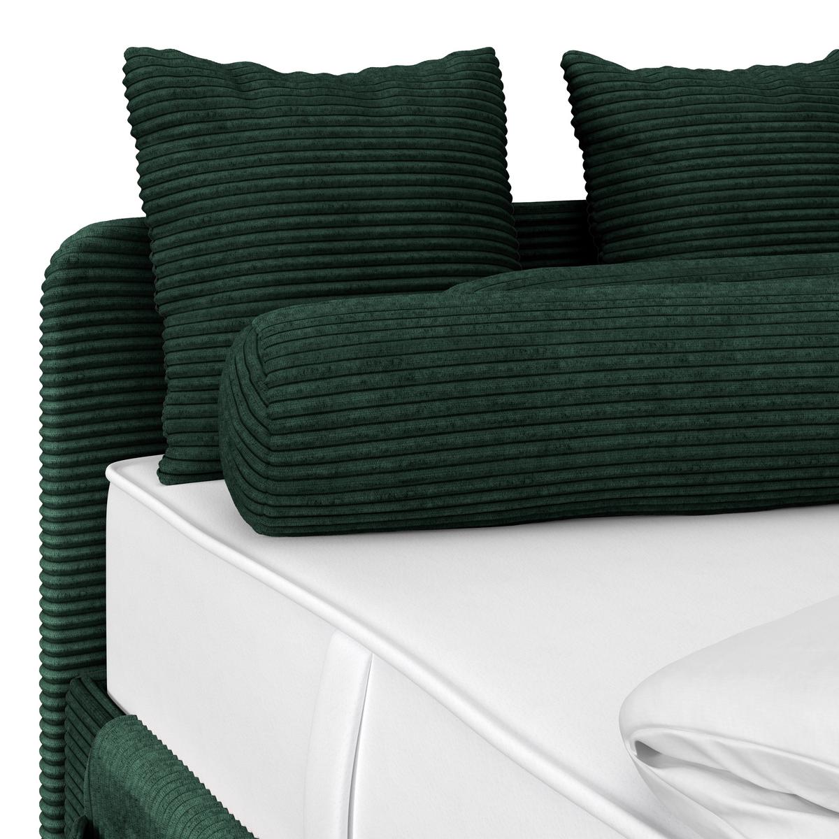Kárpitozott Ágy Remi 90/200cm - rózsaszín/sötétzöld, Modern, textil/fa (90/200cm)