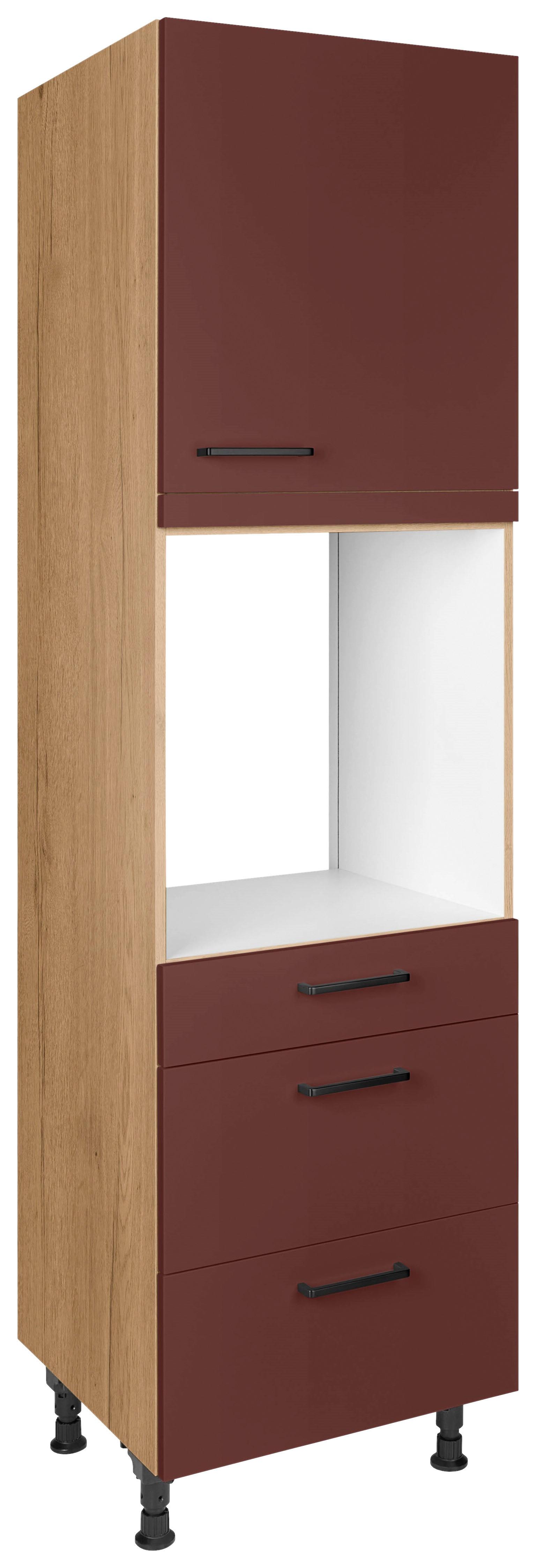 Geräteumbauschrank Easytouch - Eichefarben/Rot, MODERN, Holzwerkstoff (60/216,6/58cm) - Nobilia