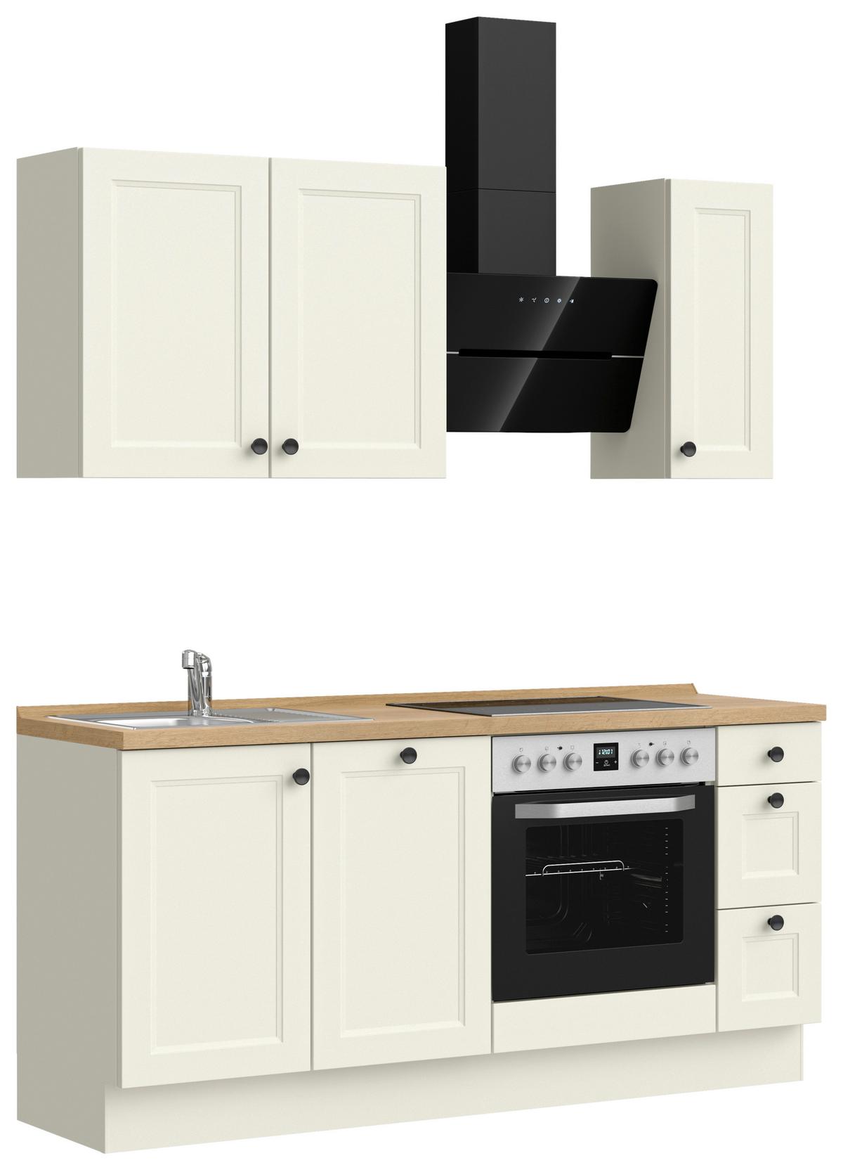 Kuchynská linka 180 cm, biela/dekor dub Sierra - čierna/biela, Modern, kov/kompozitné drevo (180cm) - Nobilia