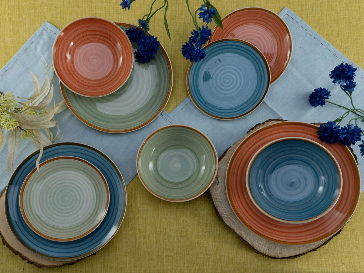 Kombiservice Keramik 6 Personen Handbemalt - Multicolor, KONVENTIONELL, Keramik - Creatable