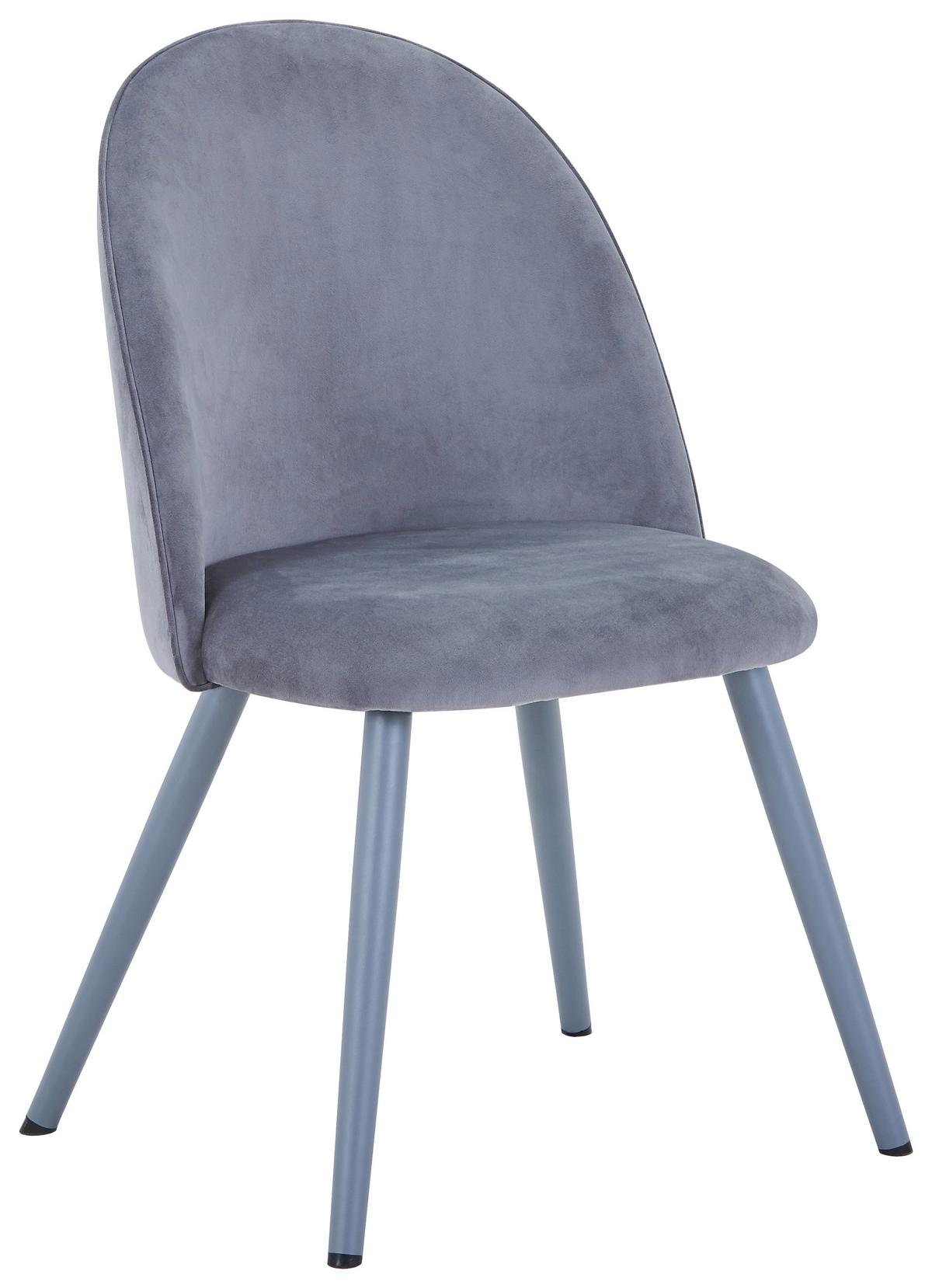 Vierfußstuhl Wando Velouroptik Grau Gepostert - Grau, Trend, Textil/Metall (53/84/54cm)