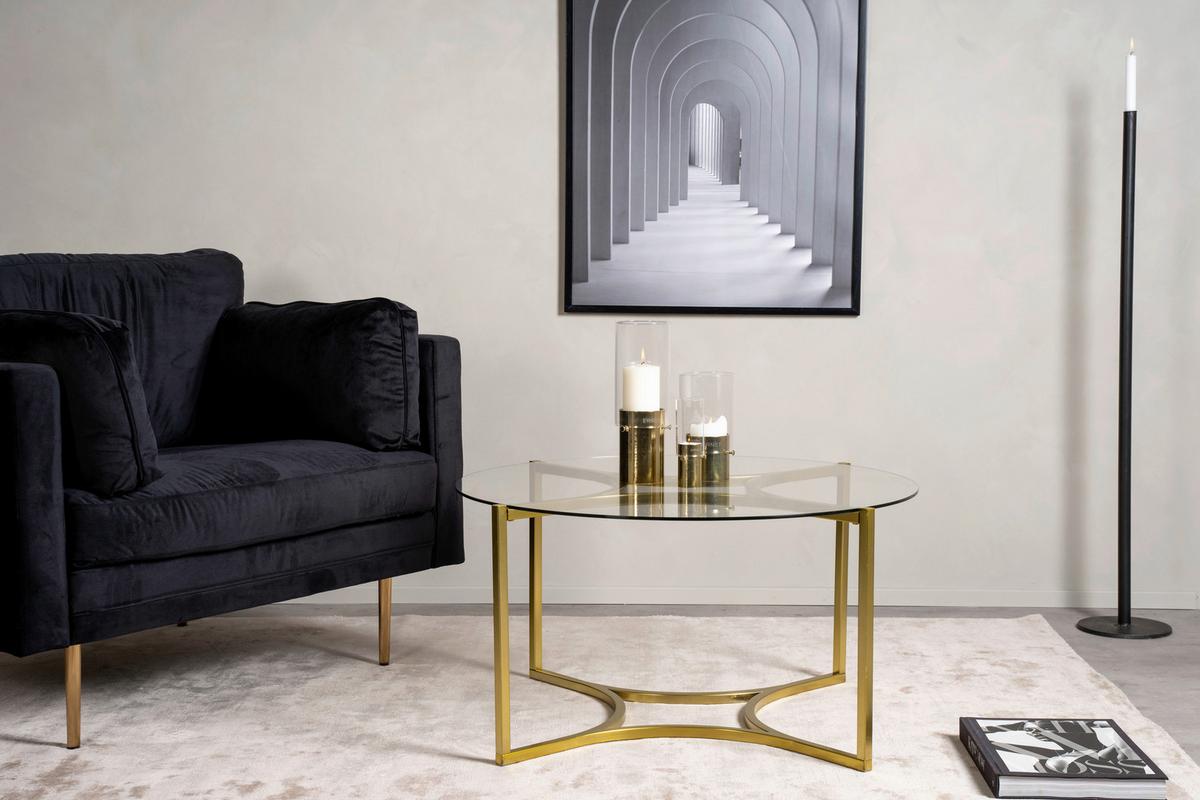 Couchtisch Kivik - Messingfarben, Design, Glas/Metall (90/90/45cm) - Livetastic