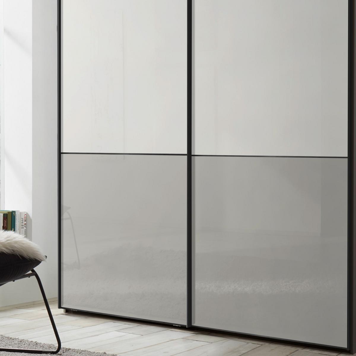 Schwebetürenschrank Glasfront 188 Cm Includo, Hellgrau/weiß - Dunkelgrau/Hellgrau, MODERN, Glas/Holzwerkstoff (188/222/68cm)