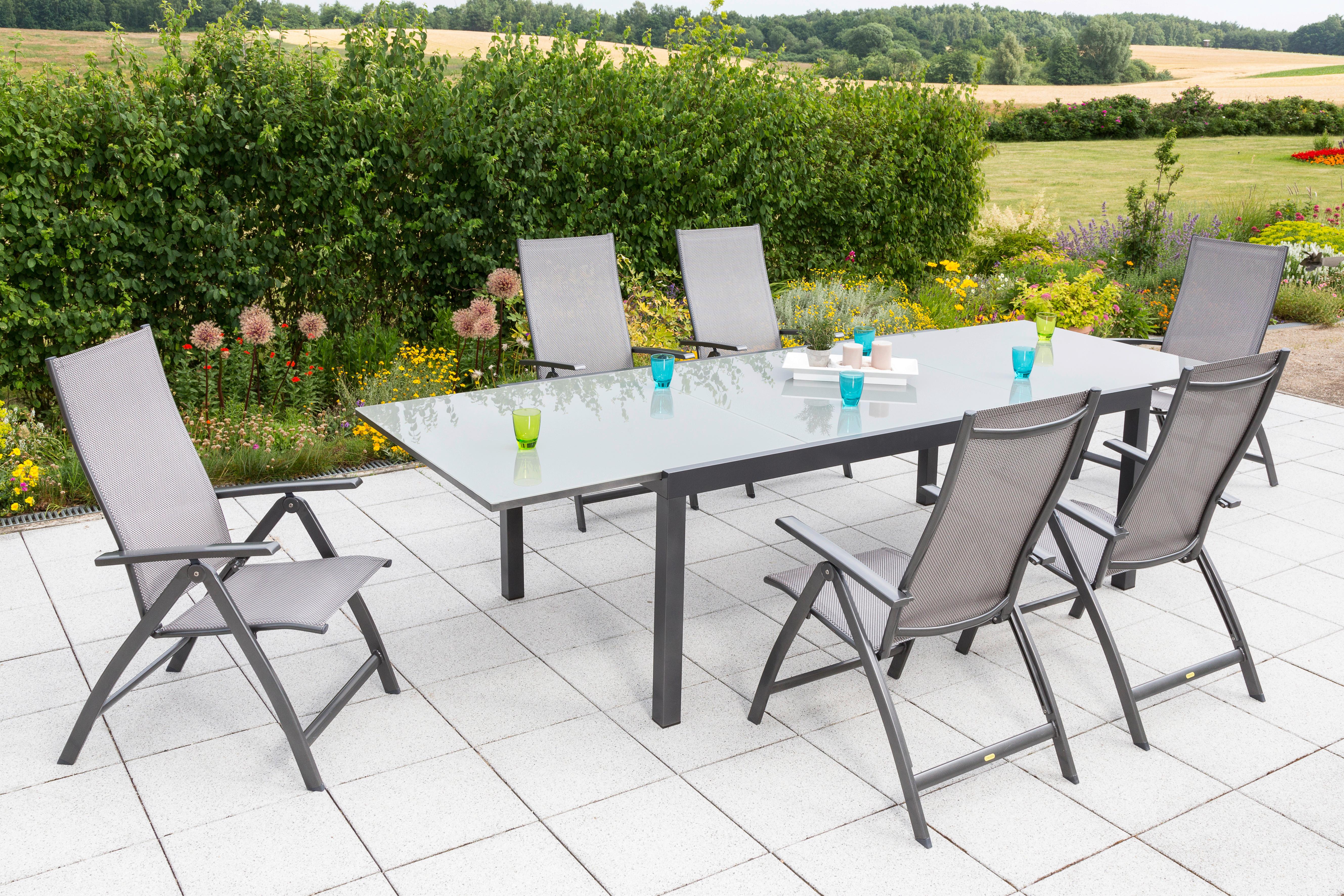 Gartenset Vicenza - Graphitfarben/Braun, MODERN, Textil/Metall - Gardenson