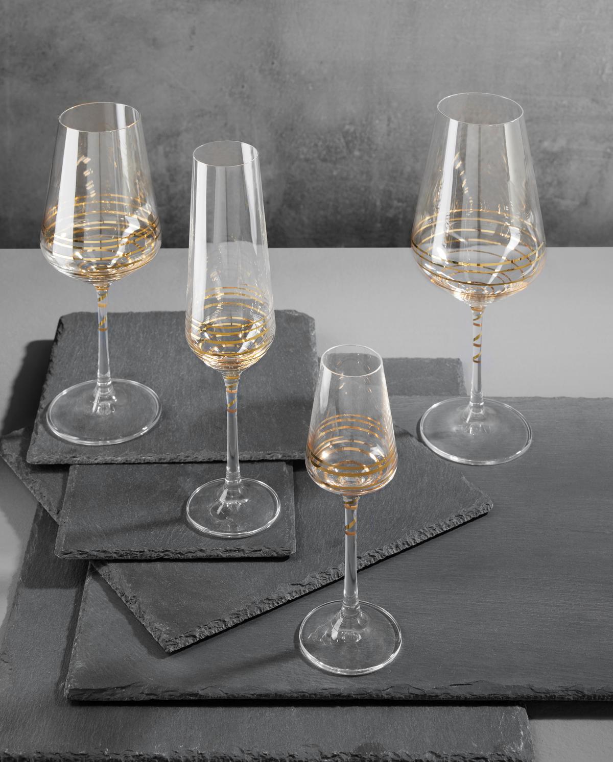 Sklenice na červené víno Elegance, ca 550ml - čiré/barvy zlata, Moderní, sklo (0,55l) - Bohemia