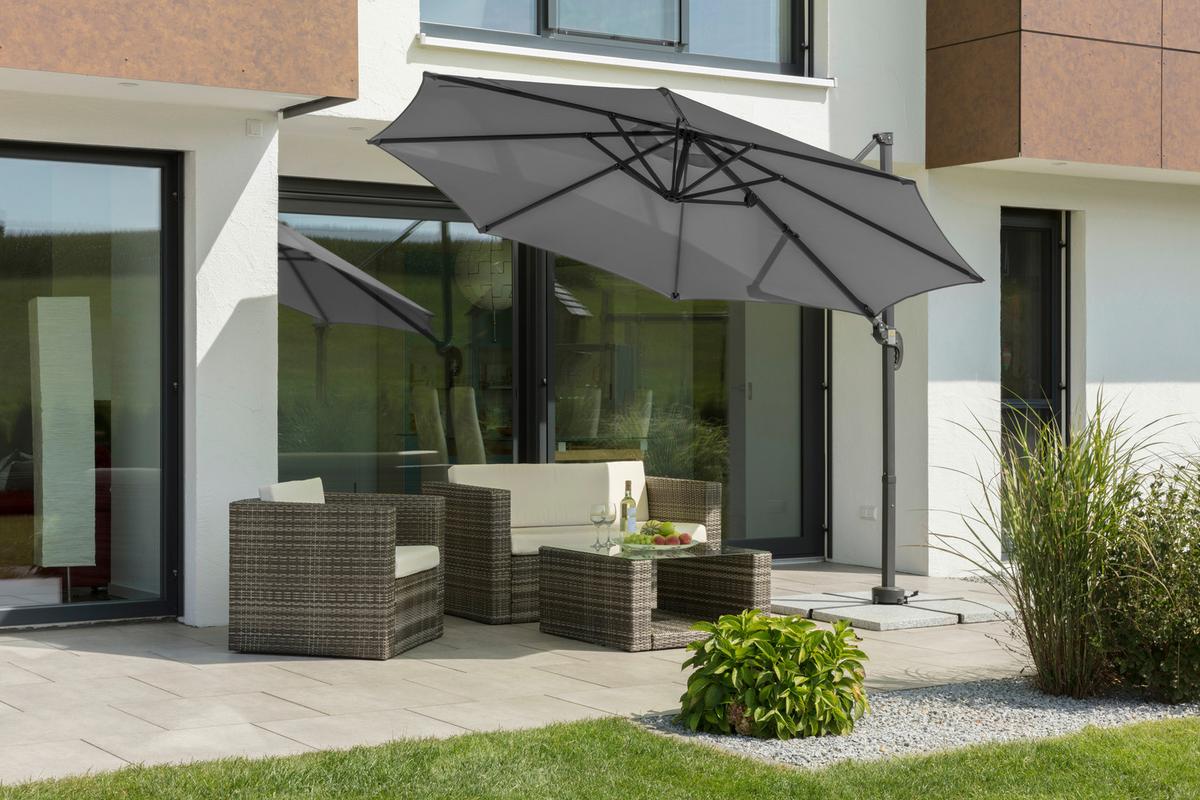 Ampelschirm Rhodos Junior BxHxT: 352x244x300 cm Anthrazit - Anthrazit, Basics, Textil/Metall (352/244/300cm) - Schneider