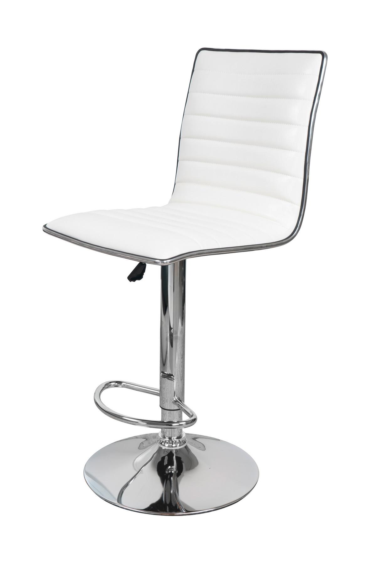 Barhocker Mit Lehne 2er-set Midnight Lederlook Weiß - Silberfarben/Weiß, Design, Holz/Textil (54/116/41cm) - Kayoom
