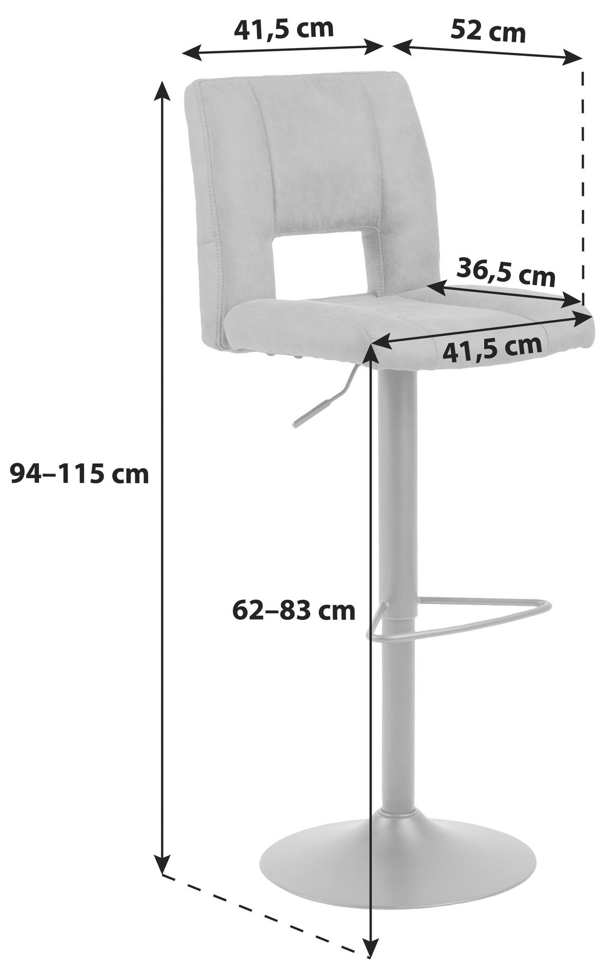 Barhocker Höhenverstellbar Mit Lehne Sylvia Olivgrün - Schwarz/Olivgrün, Basics, Textil/Metall (41,5/115/52cm) - MID.YOU