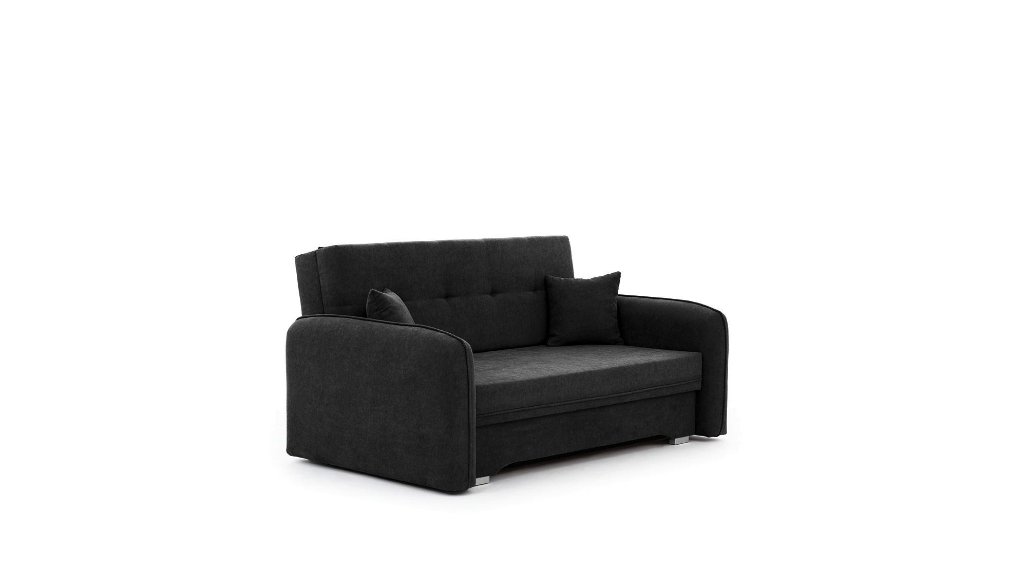 Schlafsofa Laine Schwarz, B: 155 cm - Silberfarben/Schwarz, Design, Textil (155/105/75cm) - MID.YOU