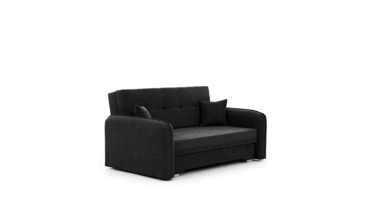 Schlafsofa Laine Schwarz, B: 155 cm - Silberfarben/Schwarz, Design, Textil (155/105/75cm) - MID.YOU