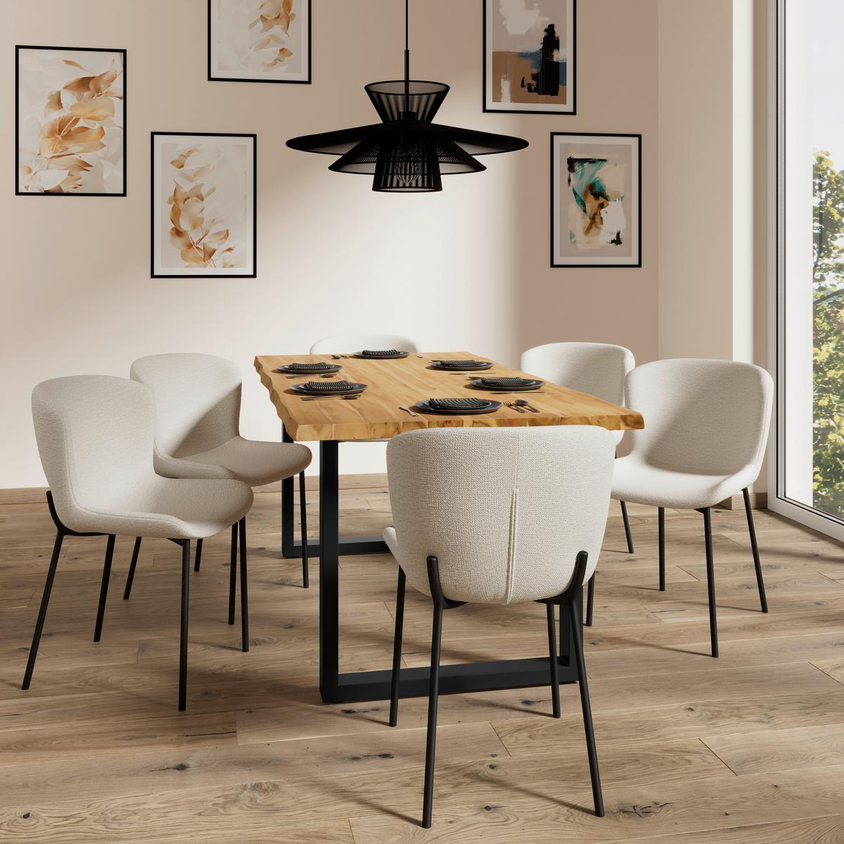 ŽIDLE NOEMIE - černá/krémová, Moderní, kov/dřevo (49/81/54cm) - Bessagi Home