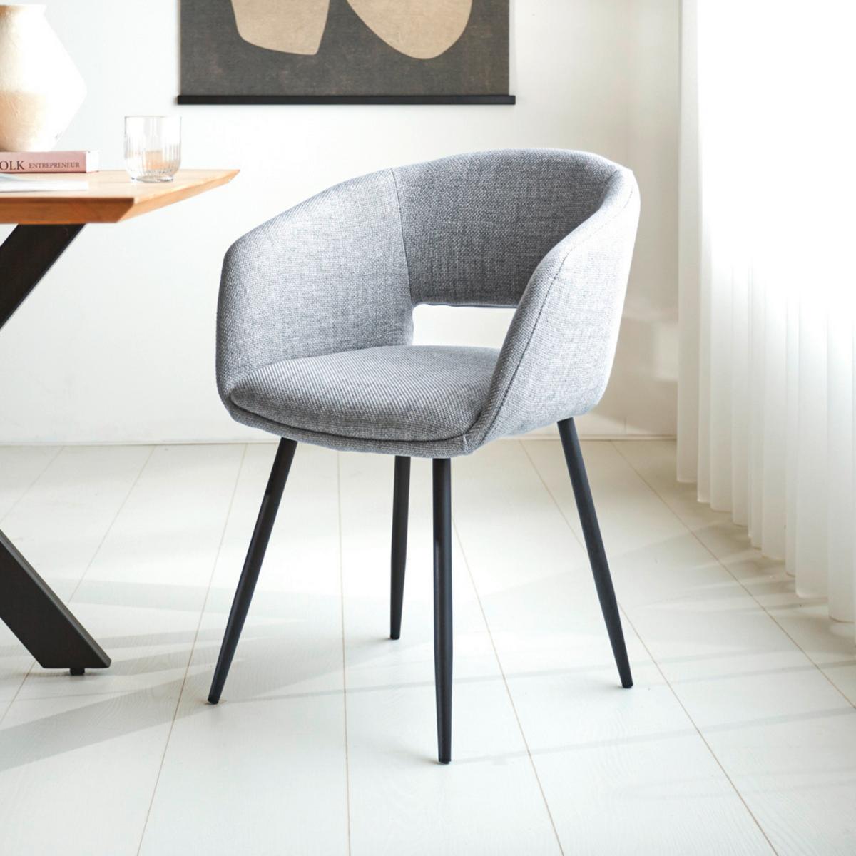 Armlehnstuhl Boden Hellgrau B: 59 Cm - Hellgrau/Schwarz, MODERN, Textil/Metall (59/78/55cm) - MID.YOU