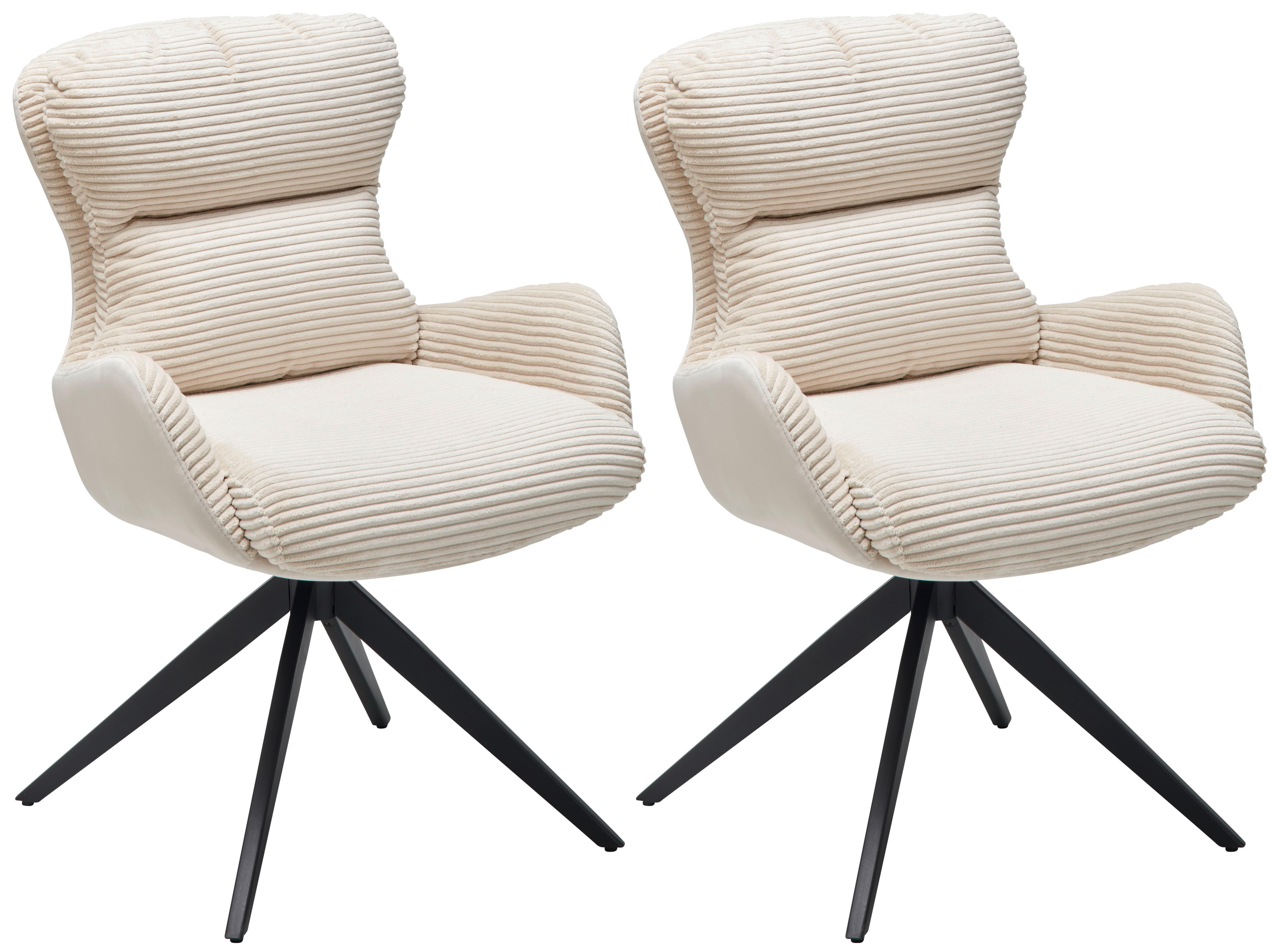 Armlehnstuhl-set Vanja - Beige/Schwarz, LIFESTYLE, Textil/Metall (58/88/68cm) - MID.YOU