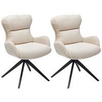 Armlehnstuhl-set Vanja - Beige/Schwarz, LIFESTYLE, Textil/Metall (58/88/68cm) - MID.YOU