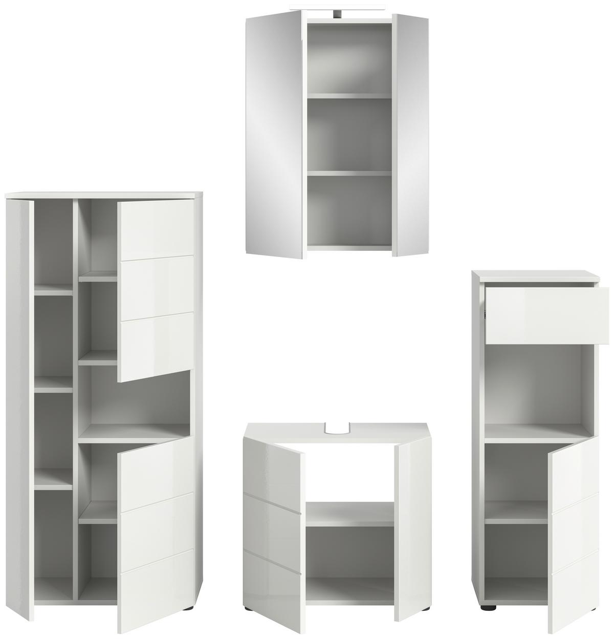 Badezimmer Vira Weiß B: 158 cm - Weiß Hochglanz, MODERN, Holzwerkstoff (158cm) - MID.YOU