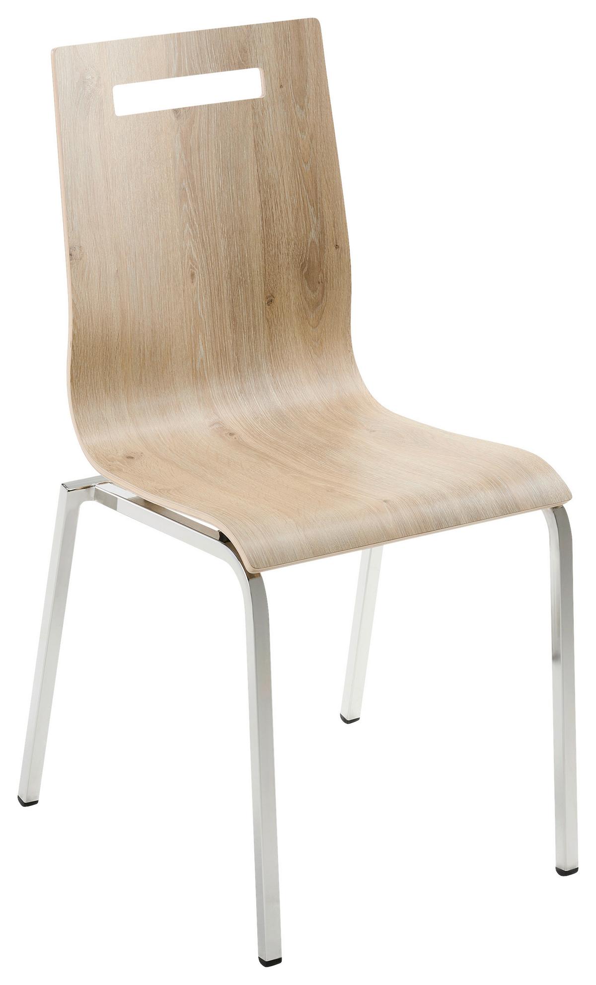 Besucherstuhl My Life Eiche teilmassiv - Chromfarben/Eichefarben, Basics, Holz/Metall (48/87/55cm) - MID.YOU