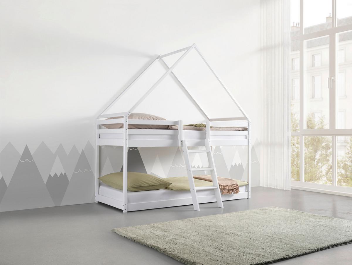 Poschodová posteľ SWEET 90x200 cm, borovica, biela - biela/farba brezy, Lifestyle, drevo (97/224/208cm) - Mömax