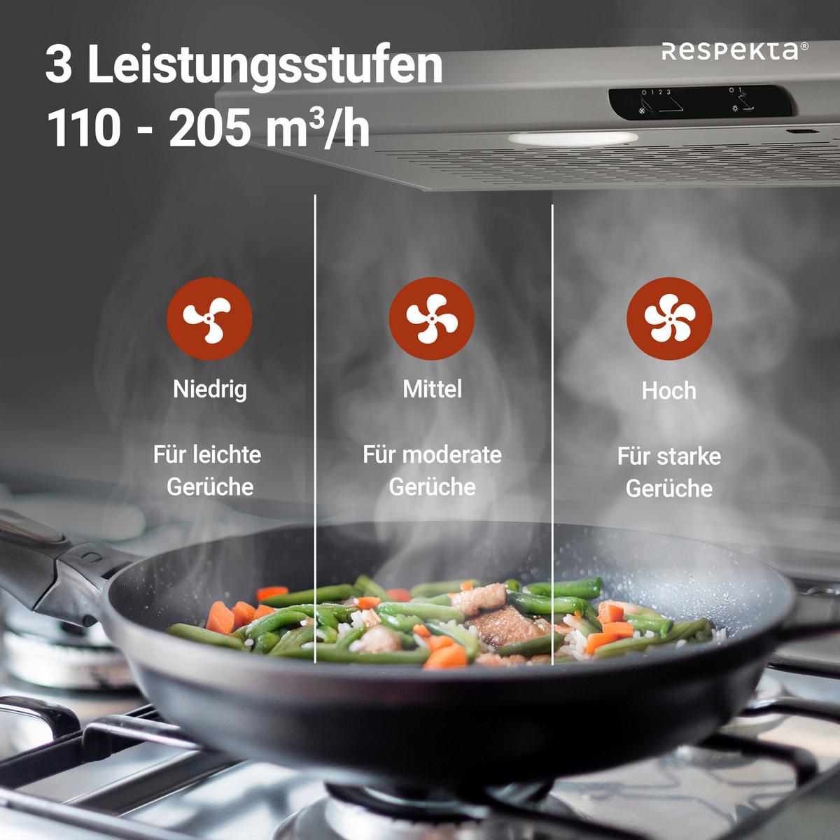 Dunstabzugshaube Suna Edelstahlfarben B: 60 cm, Led - Edelstahlfarben, Trend, Metall (60/7,6/47cm) - Respekta