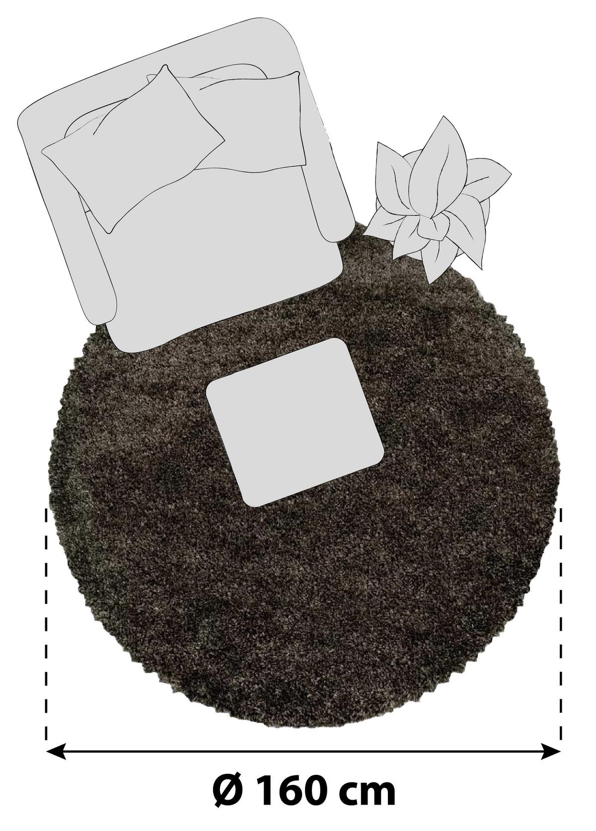 Hochflor Teppich Braun Naturfaser Fluffy Ø 160 Cm - Braun, Basics, Textil (160cm)