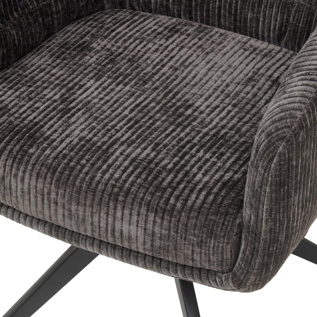 Armlehnstuhl Malte Cord Anthrazit, B: 60 cm - Anthrazit/Naturfarben, KONVENTIONELL, Holz/Textil (60/87,5/68cm) - Livetastic